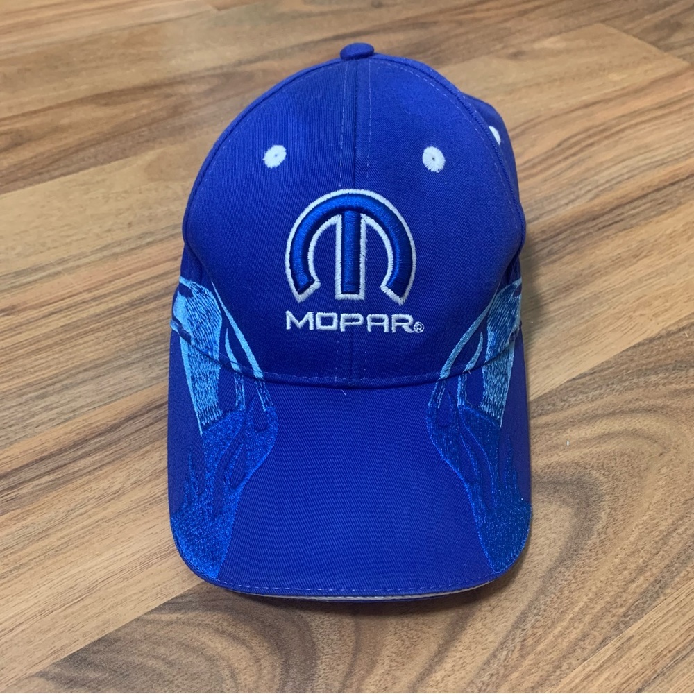 Mopar Blue Double Flame Hat Embroidered Logo Adjustable Adult One Size